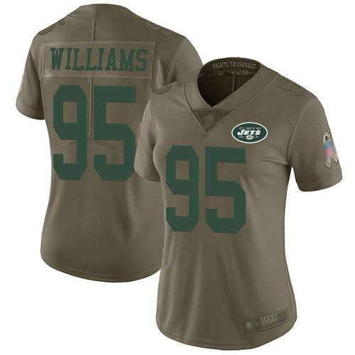 Nike Jets #95 Quinnen Williams Olive Women's Stitched NFL Limited 2017 Salute to Service Jersey Nike Jets #95 Quinnen Williams Olive Women's Stitched NFL Limited 2017 Salute to Service Jersey