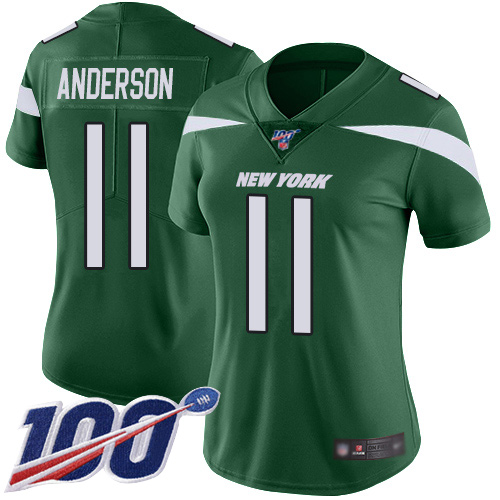 Nike Jets #11 Robby Anderson Green Team Color Women's Stitched NFL 100th Season Vapor Limited Jersey Nike Jets #11 Robby Anderson Green Team Color Women's Stitched NFL 100th Season Vapor Limited Jersey