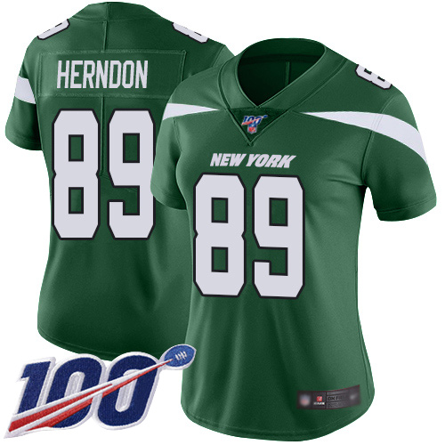 Nike Jets #89 Chris Herndon Green Team Color Women's Stitched NFL 100th Season Vapor Limited Jersey Nike Jets #89 Chris Herndon Green Team Color Women's Stitched NFL 100th Season Vapor Limited Jersey