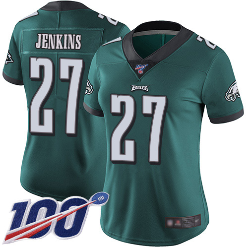 Nike Eagles #27 Malcolm Jenkins Midnight Green Team Color Women's Stitched NFL 100th Season Vapor Limited Jersey Nike Eagles #27 Malcolm Jenkins Midnight Green Team Color Women's Stitched NFL 100th Season Vapor Limited Jersey
