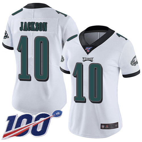 Nike Eagles #10 DeSean Jackson White Women's Stitched NFL 100th Season Vapor Limited Jersey Nike Eagles #10 DeSean Jackson White Women's Stitched NFL 100th Season Vapor Limited Jersey