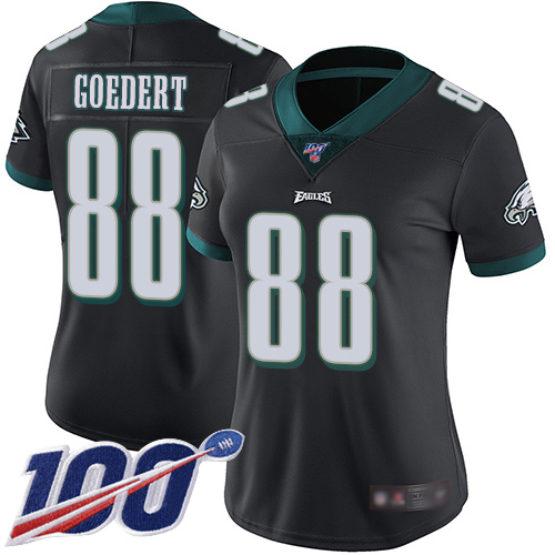 Nike Eagles #88 Dallas Goedert Black Alternate Women's Stitched NFL 100th Season Vapor Limited Jersey Nike Eagles #88 Dallas Goedert Black Alternate Women's Stitched NFL 100th Season Vapor Limited Jersey