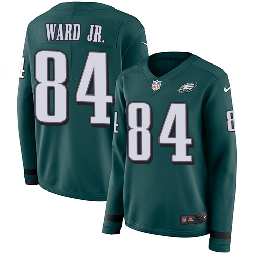 Nike Eagles #84 Greg Ward Jr. Green Team Color Women's Stitched NFL Limited Therma Long Sleeve Jersey Nike Eagles #84 Greg Ward Jr. Green Team Color Women's Stitched NFL Limited Therma Long Sleeve Jersey