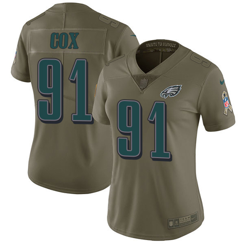 Nike Eagles #91 Fletcher Cox Olive Women's Stitched NFL Limited 2017 Salute to Service Jersey Nike Eagles #91 Fletcher Cox Olive Women's Stitched NFL Limited 2017 Salute to Service Jersey