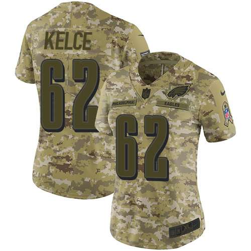 Nike Eagles #62 Jason Kelce Camo Women's Stitched NFL Limited 2018 Salute to Service Jersey Nike Eagles #62 Jason Kelce Camo Women's Stitched NFL Limited 2018 Salute to Service Jersey