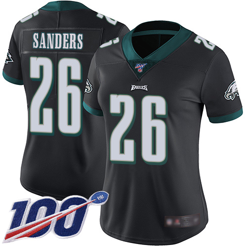Nike Eagles #26 Miles Sanders Black Alternate Women's Stitched NFL 100th Season Vapor Limited Jersey Nike Eagles #26 Miles Sanders Black Alternate Women's Stitched NFL 100th Season Vapor Limited Jersey