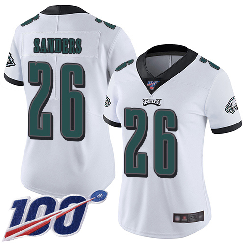 Nike Eagles #26 Miles Sanders White Women's Stitched NFL 100th Season Vapor Limited Jersey Nike Eagles #26 Miles Sanders White Women's Stitched NFL 100th Season Vapor Limited Jersey