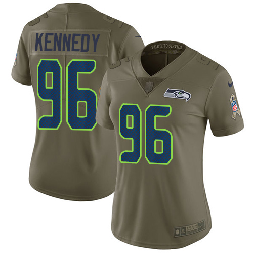 Nike Seahawks #96 Cortez Kennedy Olive Women's Stitched NFL Limited 2017 Salute to Service Jersey Nike Seahawks #96 Cortez Kennedy Olive Women's Stitched NFL Limited 2017 Salute to Service Jersey