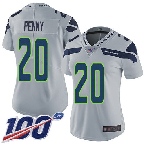 Nike Seahawks #20 Rashaad Penny Grey Alternate Women's Stitched NFL 100th Season Vapor Limited Jersey Nike Seahawks #20 Rashaad Penny Grey Alternate Women's Stitched NFL 100th Season Vapor Limited Jersey