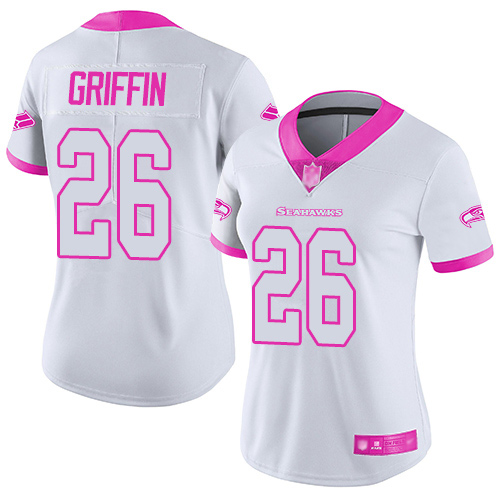Nike Seahawks #26 Shaquem Griffin White/Pink Women's Stitched NFL Limited Rush Fashion Jersey Nike Seahawks #26 Shaquem Griffin White/Pink Women's Stitched NFL Limited Rush Fashion Jersey