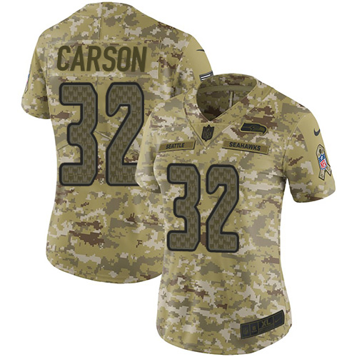 Nike Seahawks #32 Chris Carson Camo Women's Stitched NFL Limited 2018 Salute to Service Jersey Nike Seahawks #32 Chris Carson Camo Women's Stitched NFL Limited 2018 Salute to Service Jersey