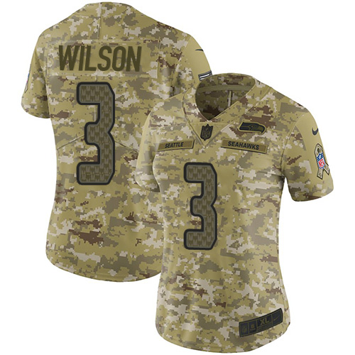 Nike Seahawks #3 Russell Wilson Camo Women's Stitched NFL Limited 2018 Salute to Service Jersey Nike Seahawks #3 Russell Wilson Camo Women's Stitched NFL Limited 2018 Salute to Service Jersey