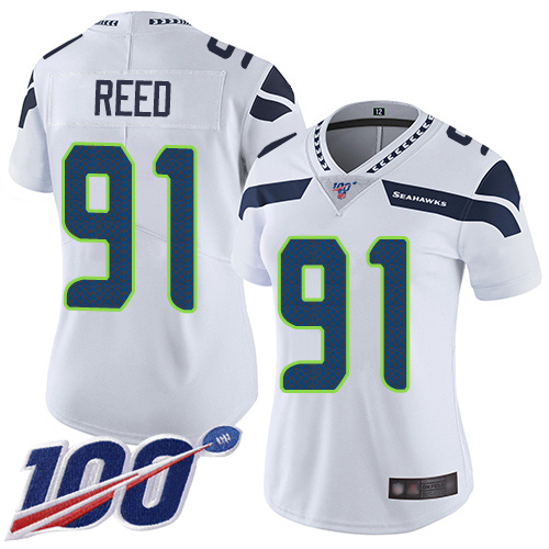 Nike Seahawks #91 Jarran Reed White Women's Stitched NFL 100th Season Vapor Limited Jersey Nike Seahawks #91 Jarran Reed White Women's Stitched NFL 100th Season Vapor Limited Jersey