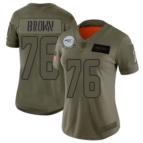 Nike Seahawks #76 Duane Brown Camo Women's Stitched NFL Limited 2019 Salute to Service Jersey Nike Seahawks #76 Duane Brown Camo Women's Stitched NFL Limited 2019 Salute to Service Jersey