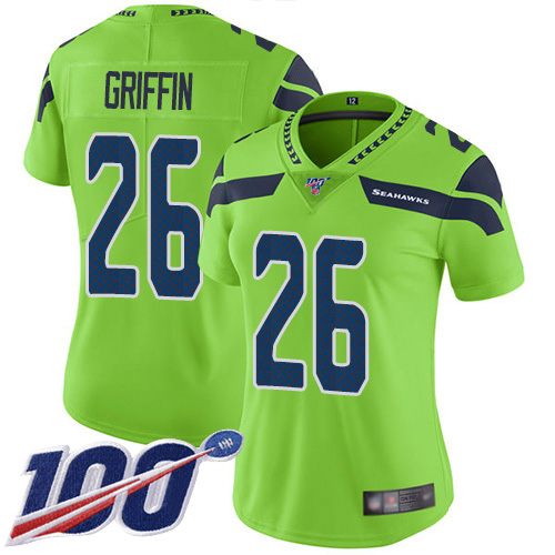 Nike Seahawks #26 Shaquem Griffin Green Women's Stitched NFL Limited Rush 100th Season Jersey Nike Seahawks #26 Shaquem Griffin Green Women's Stitched NFL Limited Rush 100th Season Jersey