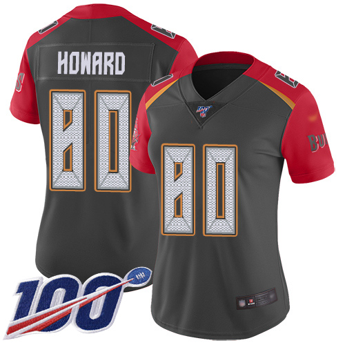 Nike Buccaneers #80 O. J. Howard Gray Women's Stitched NFL Limited Inverted Legend 100th Season Jersey Nike Buccaneers #80 O. J. Howard Gray Women's Stitched NFL Limited Inverted Legend 100th Season Jersey