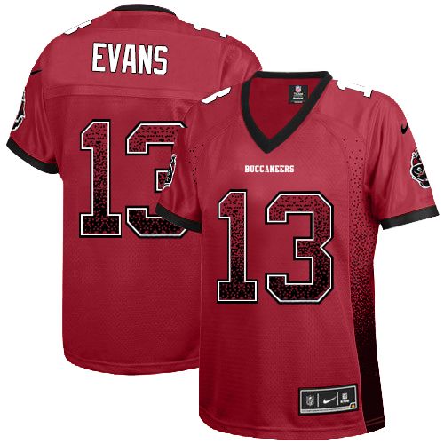 Nike Buccaneers #13 Mike Evans Red Team Color Women's Stitched NFL Elite Drift Fashion Jersey Nike Buccaneers #13 Mike Evans Red Team Color Women's Stitched NFL Elite Drift Fashion Jersey