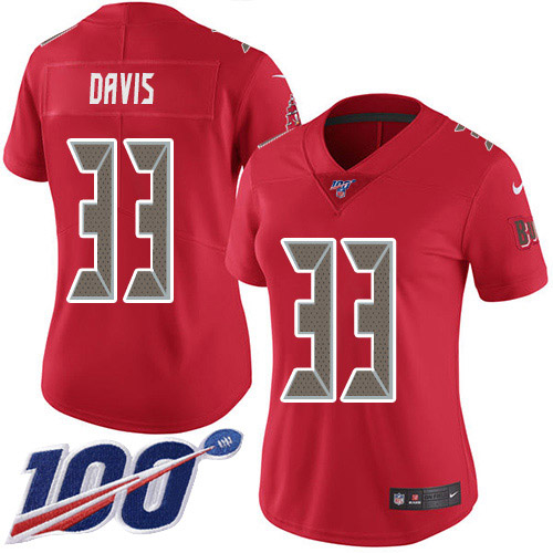 Nike Buccaneers #33 Carlton Davis III Red Women's Stitched NFL Limited Rush 100th Season Jersey Nike Buccaneers #33 Carlton Davis III Red Women's Stitched NFL Limited Rush 100th Season Jersey