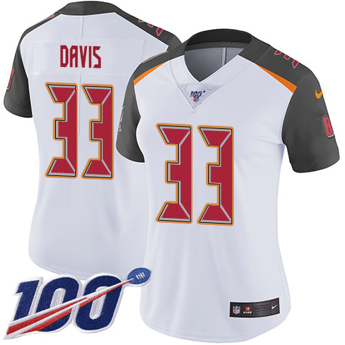 Nike Buccaneers #33 Carlton Davis III White Women's Stitched NFL 100th Season Vapor Limited Jersey Nike Buccaneers #33 Carlton Davis III White Women's Stitched NFL 100th Season Vapor Limited Jersey