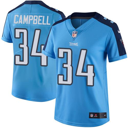 Nike Titans #34 Earl Campbell Light Blue Women's Stitched NFL Limited Rush Jersey Nike Titans #34 Earl Campbell Light Blue Women's Stitched NFL Limited Rush Jersey