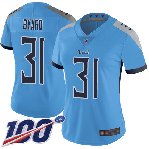 Nike Titans #31 Kevin Byard Light Blue Alternate Women's Stitched NFL 100th Season Vapor Limited Jersey Nike Titans #31 Kevin Byard Light Blue Alternate Women's Stitched NFL 100th Season Vapor Limited Jersey