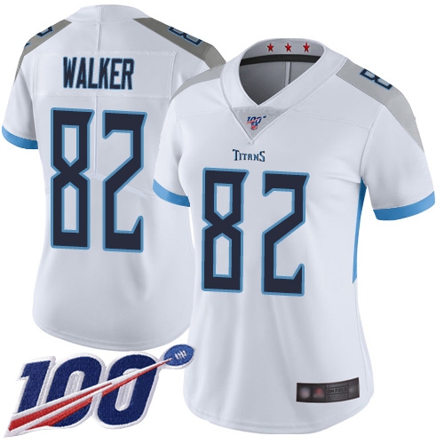 Nike Titans #82 Delanie Walker White Women's Stitched NFL 100th Season Vapor Limited Jersey Nike Titans #82 Delanie Walker White Women's Stitched NFL 100th Season Vapor Limited Jersey