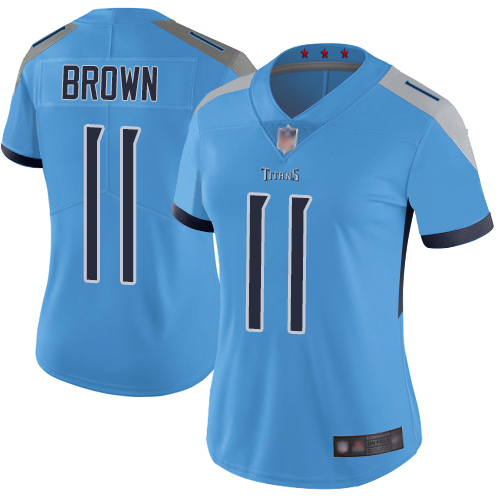 Nike Titans #11 A.J. Brown Light Blue Alternate Women's Stitched NFL Vapor Untouchable Limited Jersey Nike Titans #11 A.J. Brown Light Blue Alternate Women's Stitched NFL Vapor Untouchable Limited Jersey