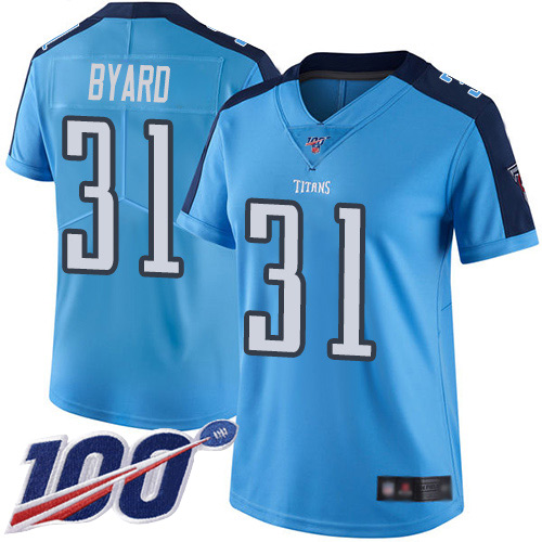Nike Titans #31 Kevin Byard Light Blue Women's Stitched NFL Limited Rush 100th Season Jersey Nike Titans #31 Kevin Byard Light Blue Women's Stitched NFL Limited Rush 100th Season Jersey