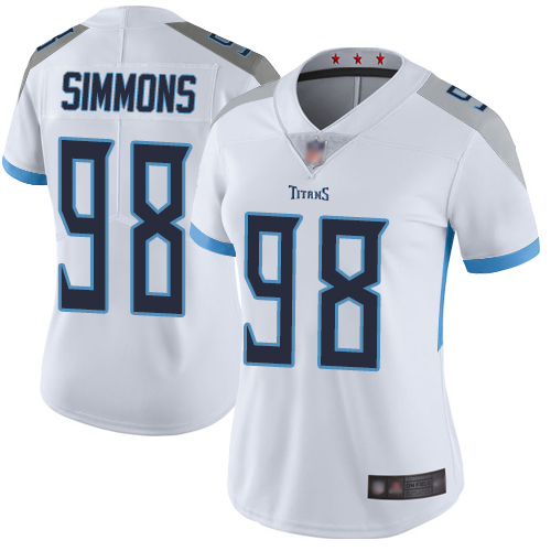 Nike Titans #98 Jeffery Simmons White Women's Stitched NFL Vapor Untouchable Limited Jersey Nike Titans #98 Jeffery Simmons White Women's Stitched NFL Vapor Untouchable Limited Jersey