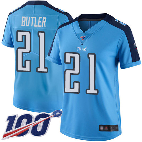 Nike Titans #21 Malcolm Butler Light Blue Women's Stitched NFL Limited Rush 100th Season Jersey Nike Titans #21 Malcolm Butler Light Blue Women's Stitched NFL Limited Rush 100th Season Jersey