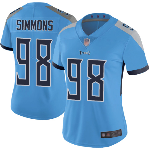 Nike Titans #98 Jeffery Simmons Light Blue Alternate Women's Stitched NFL Vapor Untouchable Limited Jersey Nike Titans #98 Jeffery Simmons Light Blue Alternate Women's Stitched NFL Vapor Untouchable Limited Jersey