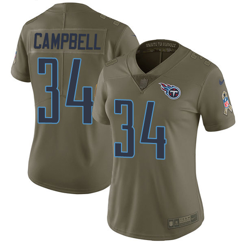 Nike Titans #34 Earl Campbell Olive Women's Stitched NFL Limited 2017 Salute to Service Jersey Nike Titans #34 Earl Campbell Olive Women's Stitched NFL Limited 2017 Salute to Service Jersey