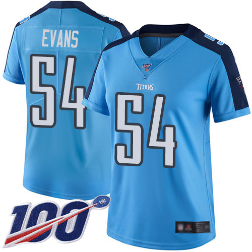 Nike Titans #54 Rashaan Evans Light Blue Women's Stitched NFL Limited Rush 100th Season Jersey Nike Titans #54 Rashaan Evans Light Blue Women's Stitched NFL Limited Rush 100th Season Jersey