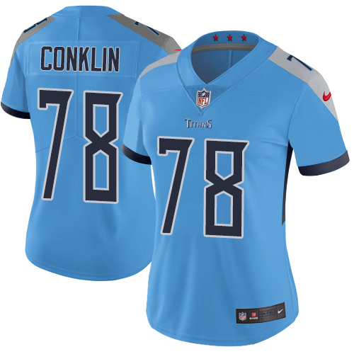 Nike Titans #78 Jack Conklin Light Blue Alternate Women's Stitched NFL Vapor Untouchable Limited Jersey Nike Titans #78 Jack Conklin Light Blue Alternate Women's Stitched NFL Vapor Untouchable Limited Jersey