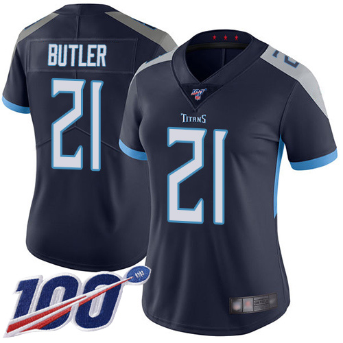Nike Titans #21 Malcolm Butler Navy Blue Team Color Women's Stitched NFL 100th Season Vapor Limited Jersey Nike Titans #21 Malcolm Butler Navy Blue Team Color Women's Stitched NFL 100th Season Vapor Limited Jersey