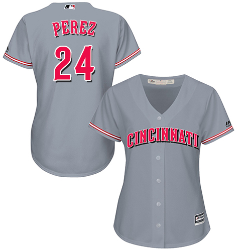 Reds #24 Tony Perez Grey Road Women's Stitched MLB Jersey Reds #24 Tony Perez Grey Road Women's Stitched MLB Jersey