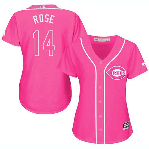 Reds #14 Pete Rose Pink Fashion Women's Stitched MLB Jersey Reds #14 Pete Rose Pink Fashion Women's Stitched MLB Jersey