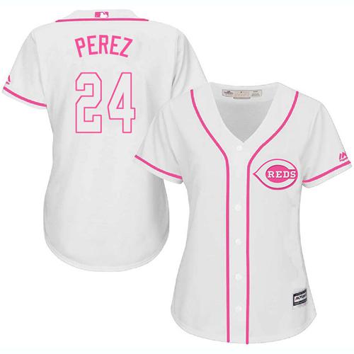 Reds #24 Tony Perez White/Pink Fashion Women's Stitched MLB Jersey Reds #24 Tony Perez White/Pink Fashion Women's Stitched MLB Jersey