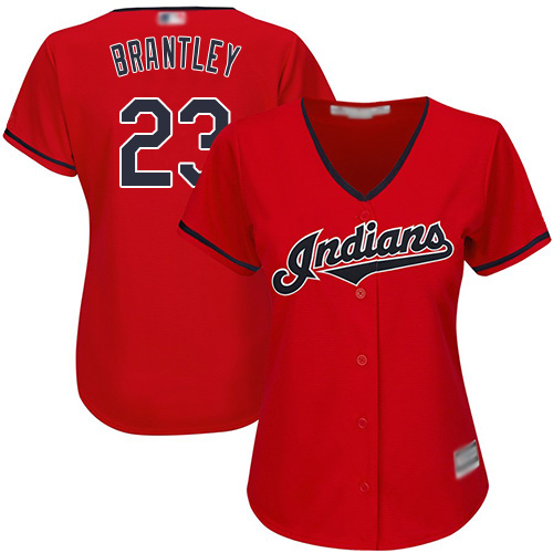 Indians #23 Michael Brantley Red Women's Stitched MLB Jersey Indians #23 Michael Brantley Red Women's Stitched MLB Jersey