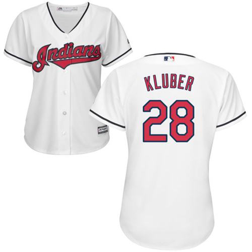 Indians #28 Corey Kluber White Women's Home Stitched MLB Jersey Indians #28 Corey Kluber White Women's Home Stitched MLB Jersey