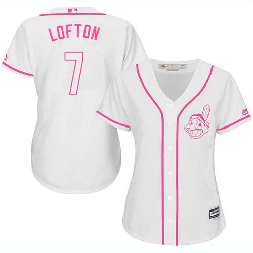 Indians #7 Kenny Lofton White/Pink Fashion Women's Stitched MLB Jersey Indians #7 Kenny Lofton White/Pink Fashion Women's Stitched MLB Jersey