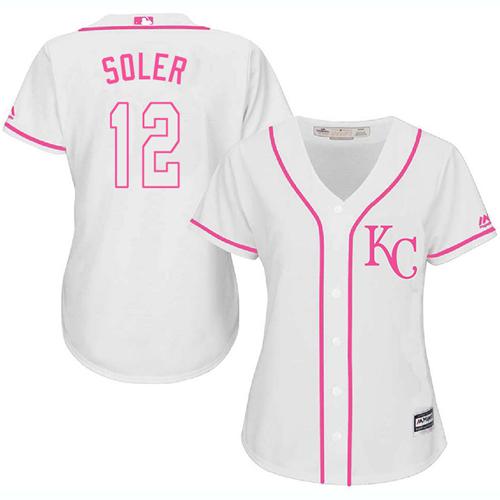 Royals #12 Jorge Soler White/Pink Fashion Women's Stitched MLB Jersey Royals #12 Jorge Soler White/Pink Fashion Women's Stitched MLB Jersey