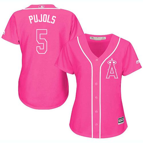 Angels #5 Albert Pujols Pink Fashion Women's Stitched MLB Jersey Angels #5 Albert Pujols Pink Fashion Women's Stitched MLB Jersey