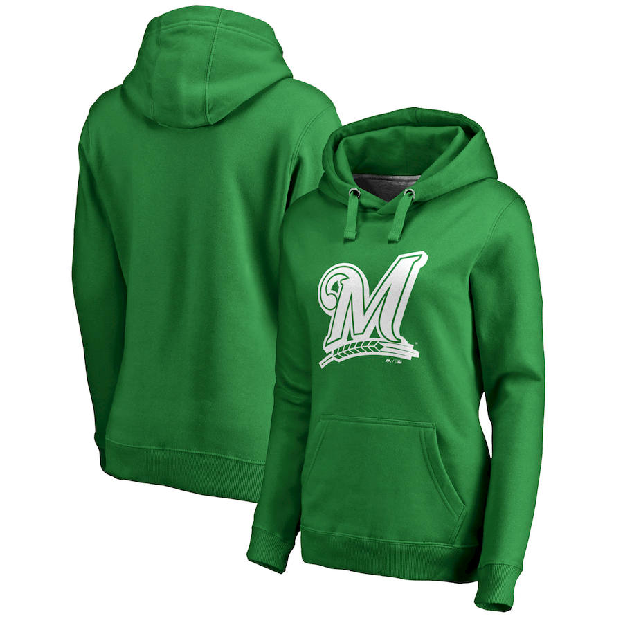 Milwaukee Brewers Majestic Women's St. Patrick's Day White Logo Pullover Hoodie Kelly Green Milwaukee Brewers Majestic Women's St. Patrick's Day White Logo Pullover Hoodie Kelly Green