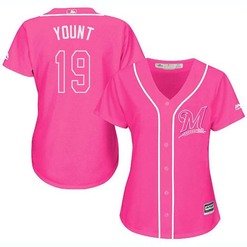 Brewers #19 Robin Yount Pink Fashion Women's Stitched MLB Jersey Brewers #19 Robin Yount Pink Fashion Women's Stitched MLB Jersey