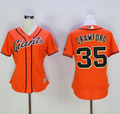 Giants #35 Brandon Crawford Orange Women's Alternate Stitched MLB Jersey Giants #35 Brandon Crawford Orange Women's Alternate Stitched MLB Jersey