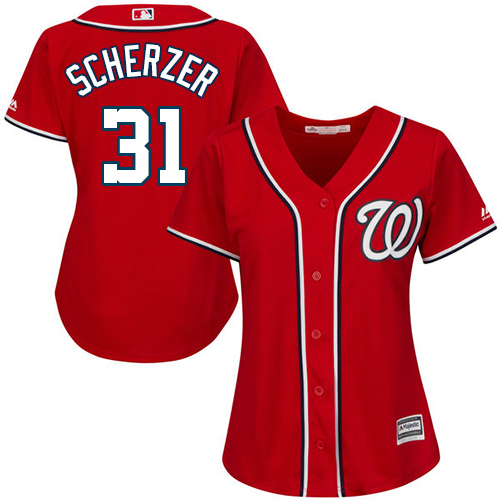 Nationals #31 Max Scherzer Red Alternate Women's Stitched MLB Jersey Nationals #31 Max Scherzer Red Alternate Women's Stitched MLB Jersey