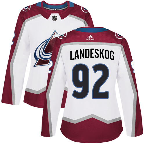 Adidas Avalanche #92 Gabriel Landeskog White Road Authentic Women's Stitched NHL Jersey Adidas Avalanche #92 Gabriel Landeskog White Road Authentic Women's Stitched NHL Jersey