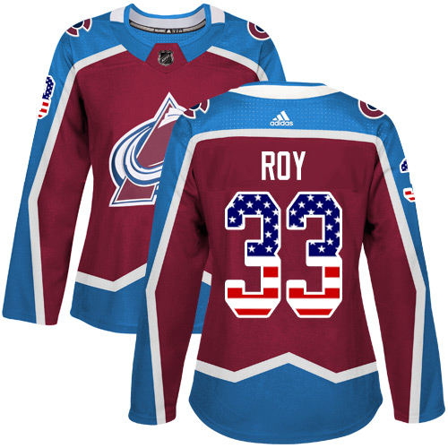 Adidas Avalanche #33 Patrick Roy Burgundy Home Authentic USA Flag Women's Stitched NHL Jersey Adidas Avalanche #33 Patrick Roy Burgundy Home Authentic USA Flag Women's Stitched NHL Jersey