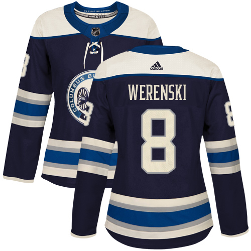Adidas Blue Jackets #8 Zach Werenski Navy Alternate Authentic Women's Stitched NHL Jersey Adidas Blue Jackets #8 Zach Werenski Navy Alternate Authentic Women's Stitched NHL Jersey